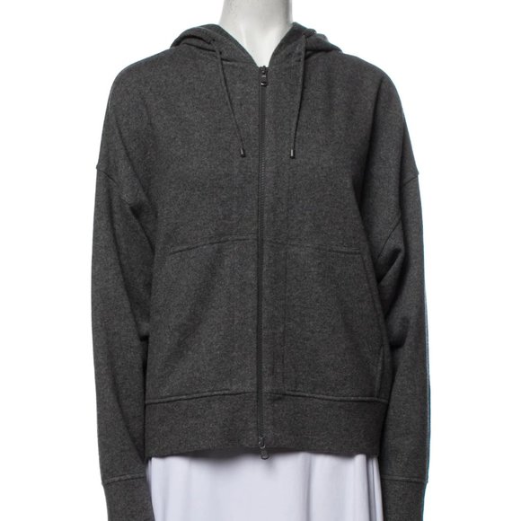 NWOT BRUNELLO CUCINELLI gray cashmere hoodie cardigan, monili trim, S - Picture 1 of 8